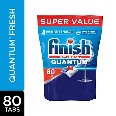 Finish Dishwasher Detergent, Quantum Max, Fresh, Mega Value Pack, 80 Tablets, Shine and Glass Protect, Dishwasher Detergent