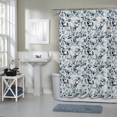 Watercolor Botanical Woven Textured Fabric Shower Curtain, 70" x 72", Fabric shower curtain