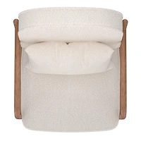 Milieu du siècle moderne Tissu Bouclé Fauteuil, Tissu - Blanc et Noyer