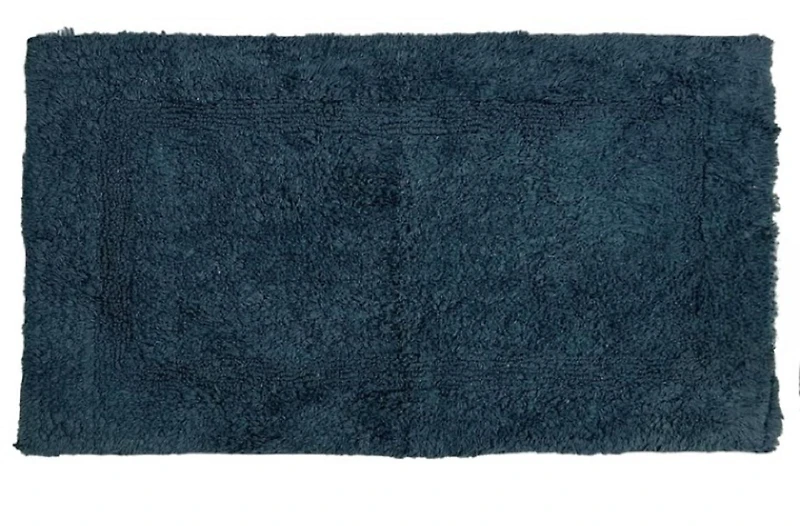 Blue Essential Cotton Indoor Bathmat – 20 Inch x 30 Inch, Soft and Absorbent Bathroom Rug