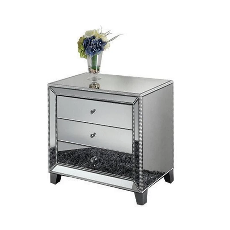 Table de nuit cloutée avec panneaux MDF et miroir