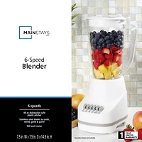 Mainstays 6 Speed Blender avec bocal de 48 onces avec lame en acier inoxydable, blanc