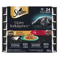 SHEBA GRAVY INDULGENCE PERFECT PORTIONS Adult Wet Cat Food Chicken & Beef Entrée in Extra Gravy Variety Pack