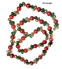 Période festive Guirlande de cloches de 6 pieds en rouge, vert et or Période festive Guirlande de cloches de 6 pieds