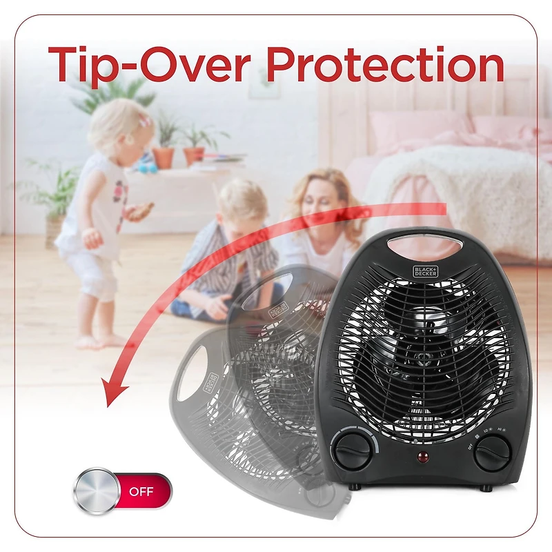 BLACK+DECKER Chauffage léger pour usage intérieur, chauffage infrarouge 1500 W avec protection contre la surchauffe