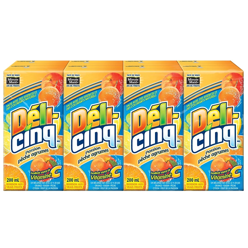 Five Alive Passionfruit Peach Citrus Cartons, 200 mL, 8 Pack, 200 x mL