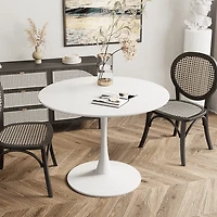 Bureau rond Homy Casa de 80 cm avec piètement en métal pour bureau ou maison