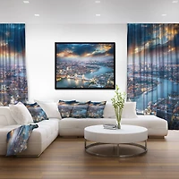 Design Art Aerial View of London at Dusk Framed Canvas Art Print