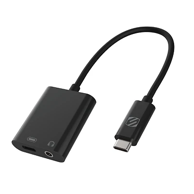 Adaptateur pour écouteurs avec entrée auxiliaire 3,5 mm femelle et port de recharge USB-C Scosche CAAP StrikeLine USB type C pour appareils mobiles et musicaux Ad au USBC Scosche N