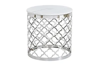 Topline Home Furnishings Table de bout ronde avec dessus en faux marbre