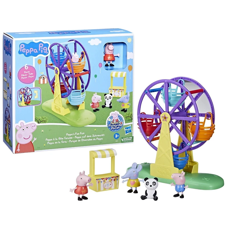 Peppa Pig Toys Peppa's Fun Fair, 6-Piece Peppa Pig Playset with Ferris Wheel and 3 Peppa Pig Figures, Kids Toys