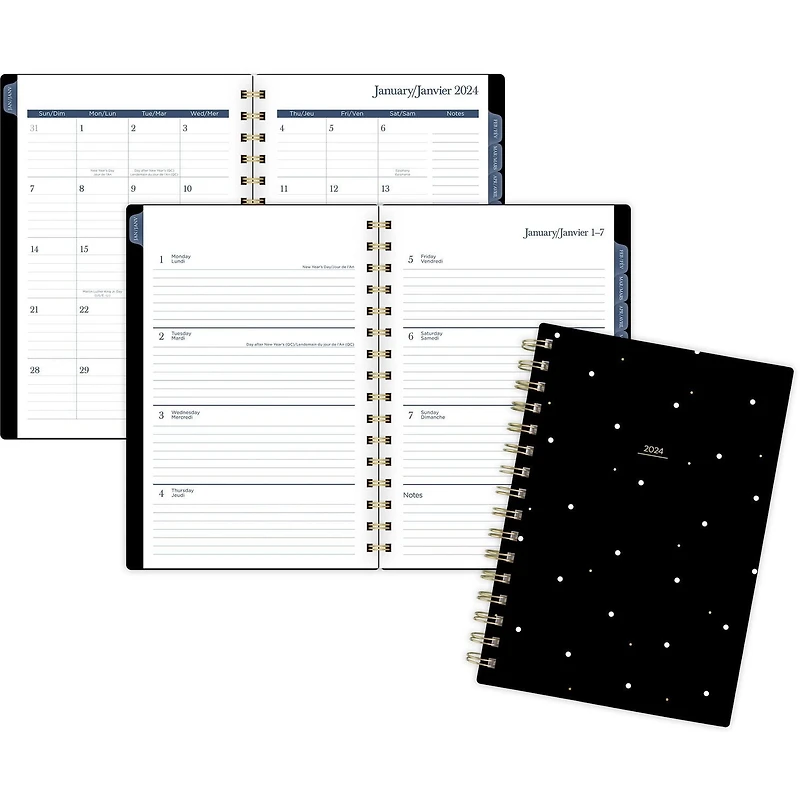 Cambridge Small West Village Dots 2024 Weekly/Monthly Frosted Poly Planner, Weekly/Monthly Planner