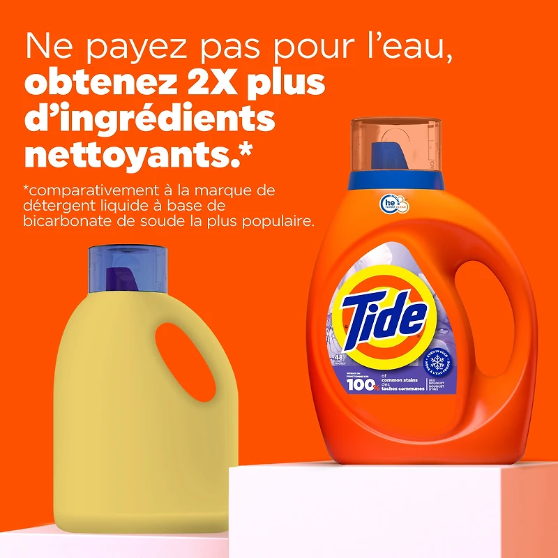 Détergent à lessive liquide Tide en eau froide, détergent liquide, parfum Bouquet d’iris, compatible avec les laveuses HE, 1 L, 25 brassées 1L