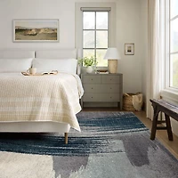 Tapis d'intérieur scandinave Rug Branch Nova 2' x 5' (taille exacte : 2'3" 5'), bleu et blanc, contemporain - Entrée, couloir, salle de bain cuisine