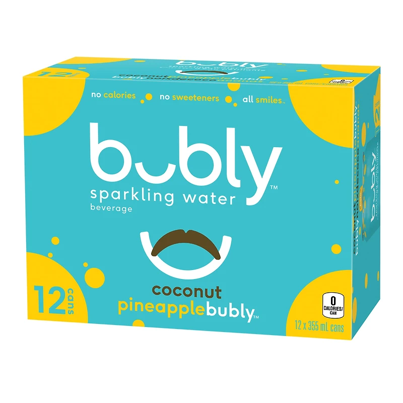 Bubly Coconut Pineapple Sparkling Water 12 x 355 ml, Cans.