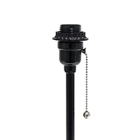 LimeLights Black Stick Lamp with Charging Outlet and Fabric Shade, White