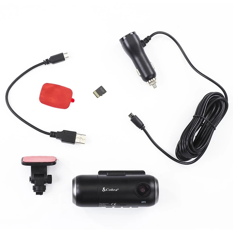 Caméra embarquée à double affichage SC 201 de Cobra avec vue de la cabine - noire