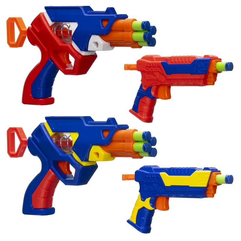 Ensemble de lance-dards en mousse Adventure Force Combo Strike, 4 blasters avec 20 dards Accu-Blast, compatible avec la plupart des blasters NERF et XShot, 8+