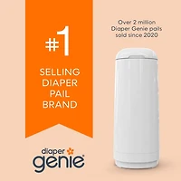 Diaper Genie Essence Diaper Pail, White, Odour-Locking Clamps, 9 Easy Roll bags / holds up to 423 diapers