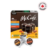 Assortiment de 24 capsules de café aromatisées McCafé (noisette, caramel, vanille française).