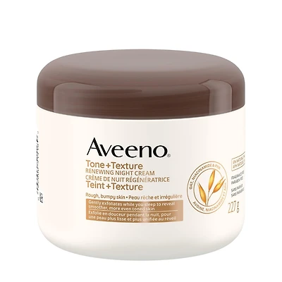 Aveeno Crème de Nuit Régénératrice Teint et Texture, Lotion pour le Corps, Crème pour la Kératose Pilaire, Avoine, Vitamine B3, PHA, Exfoliant