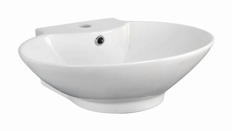 American Imaginations -in. W Above Counter White Bathroom Vessel Sink Set For 1 Hole Center Faucet AI