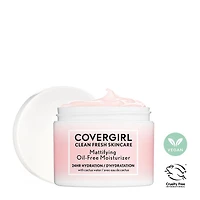 COVERGIRL Clean Fresh Skincare Mattifying Oil-Free Moisturizer, 60ml. Mattifying face moisturizer formulated with Cactus Water for 24HR Balanced Hydration, 100% Vegan & Cruelty-Free, 60ML Moisturizer
