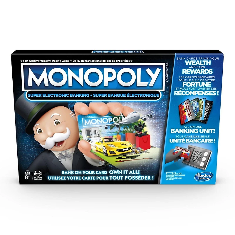 Monopoly Super banque électronique, unité bancaire électronique, jeu sans billets de banque, avec récompenses, technologie sans contact, dès 8 ans À partir de 8 ans