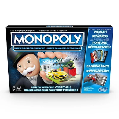 Monopoly Super banque électronique, unité bancaire électronique, jeu sans billets de banque, avec récompenses, technologie sans contact, dès 8 ans À partir de 8 ans