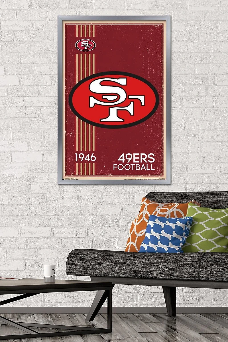 NFL San Francisco 49ers - Retro Logo 14 Wall Poster, 22.375" x 34" Framed