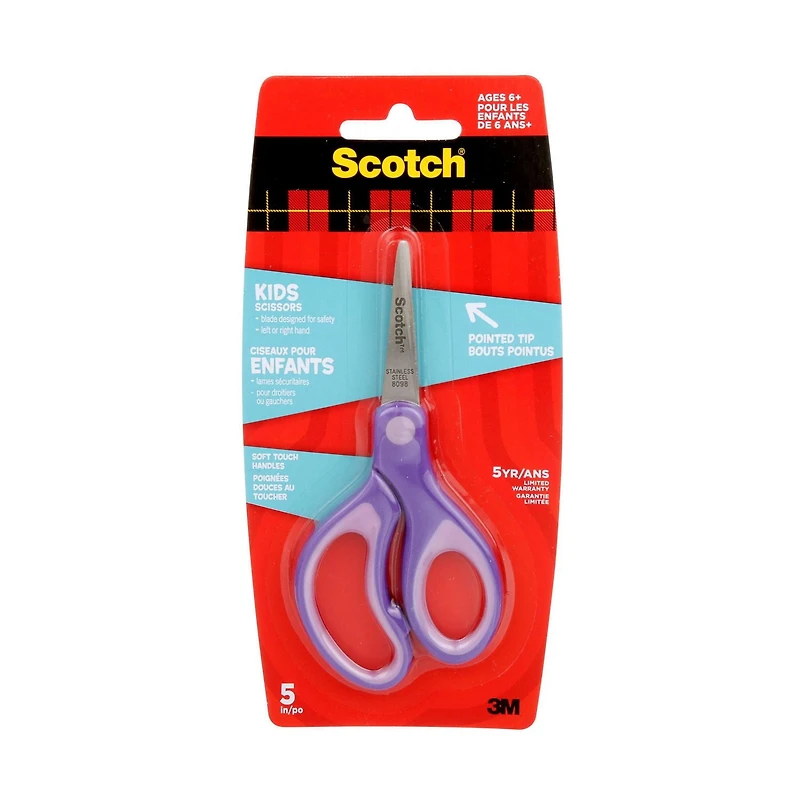 Scotch™ Kids Scissors 1442P-C, Pointed Tip, Soft Grip