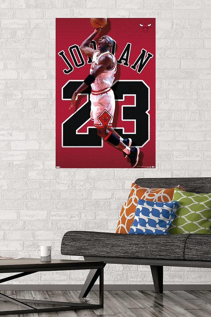Michael Jordan - Jersey Wall Poster, 22.375" x 34" Framed