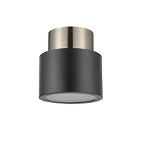 Globe Electric Stanley 1-Light Metal Semi-Flush Mount Ceiling Light, Matte Black, Antique Brass Accents, 61106