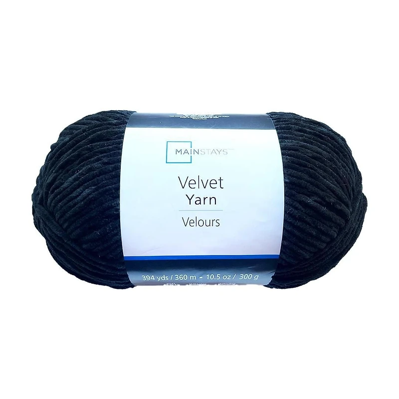 Mainstays Chenille Yarn, Black Bird, 100% Polyester, 10.5 Oz, 315 Yards, Mainstays Chenille Yarn, 10.5 Oz 315 Yards