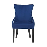 Storm Dining Chair Set of 2 – Classic and Modern Blue Velvet Dining Accent Chairs with Comfortable Upholstery and Sleek Black Wooden Legs, Perfect for Elegant Dining Spaces