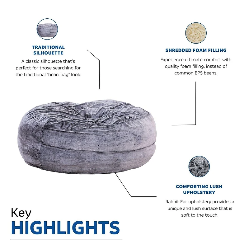 Sealy® Bala 5ft Faux Fur Memory Foam Bean Bag - Taupe