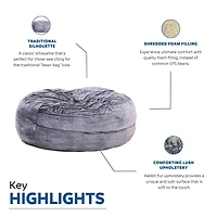 Sealy® Bala 5ft Faux Fur Memory Foam Bean Bag - Taupe