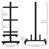 Soozier Support de plaques olympiques avec 4 roues, pour plaques et barres de 2"