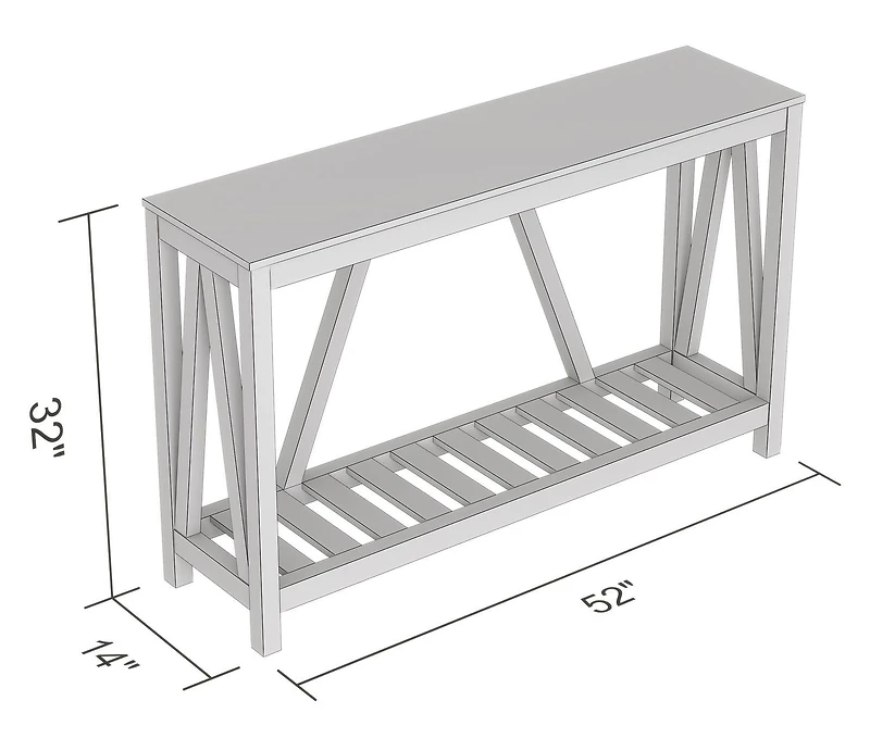 Entryway Console Sofa Couch Accent Table-52inch Dark Grey with 1 Shelf for Living Room