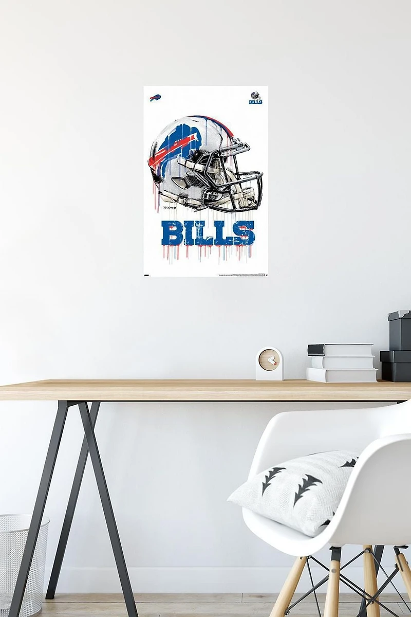 NFL Buffalo Bills - Drip Helmet 20 Wall Poster with Magnetic Frame, 22.375" x 34"