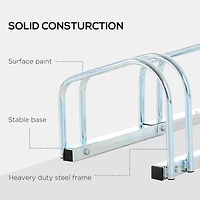 HOMCOM 5-Bike Bicycle Floor Parking Rack Cycling Storage Stand Silver