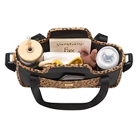 Petunia Pickle Bottom Wander Stroller Caddy in Leopard Leatherette - Velcro Adjustable - Easy to Clean - Cup/Bottle Holder - Phone Pocket - Shoulder to Stroller Straps