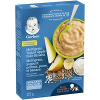 Céréales bébés GERBER® Multigrains yogourt, pomme, poire, banana 227 g 227 GR