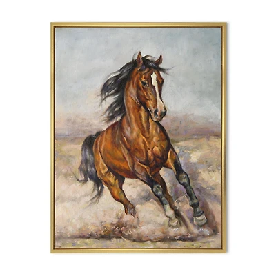 Designart Peinture d'un cheval dans la course ART MURAL À CADRE FLOTTÉ
