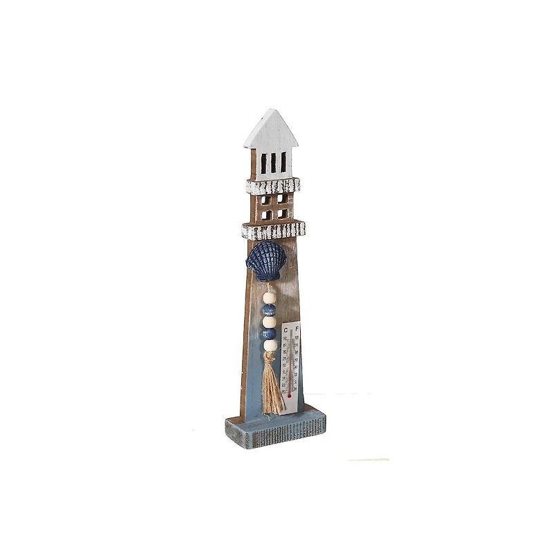 IH Casa Decor Lighthouse Avec Guirlande Perlée Et Thermomètre 14"