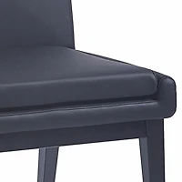 Contemporary Faux Leather and Metal Dining Chair, Set of 2 - Black