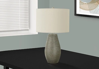 Monarch Specialties Lighting, 24"h, Table Lamp, Grey Resin, Ivory / Cream Shade, Contemporary