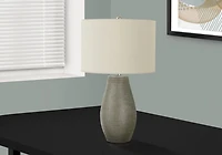 Monarch Specialties Lighting, 24"h, Table Lamp, Grey Resin, Ivory / Cream Shade, Contemporary