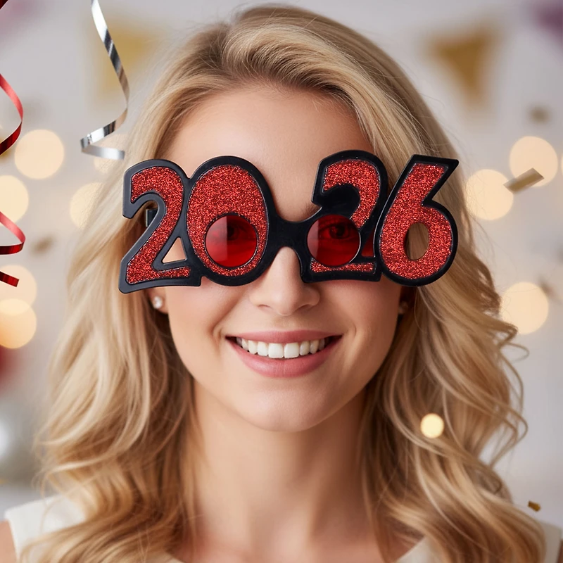 New Year Plastic Glasses Red, 1 Piece, Festive Decorations, Way to Celebrate Style, Adult