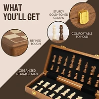 Tradeopia Folding Wooden Chess Set, 12-Inch Wooden Folding Chess Board